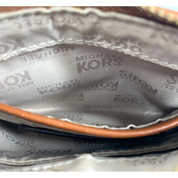Michael Michael Kors Jet Set Wristlet Wallet Brown Canvas Leather Trim 6"x4" - Picture 13 of 15